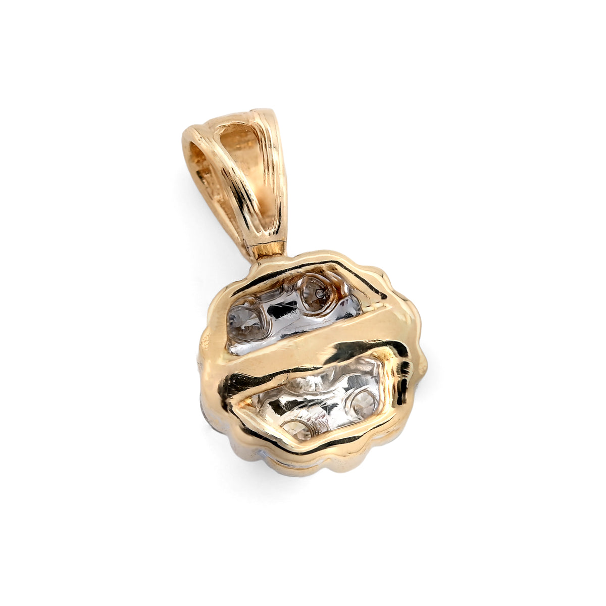 10K yellow Gold 0.75 CT Natural Diamond Flower Cluster Pendant Box Chain Set — view 11