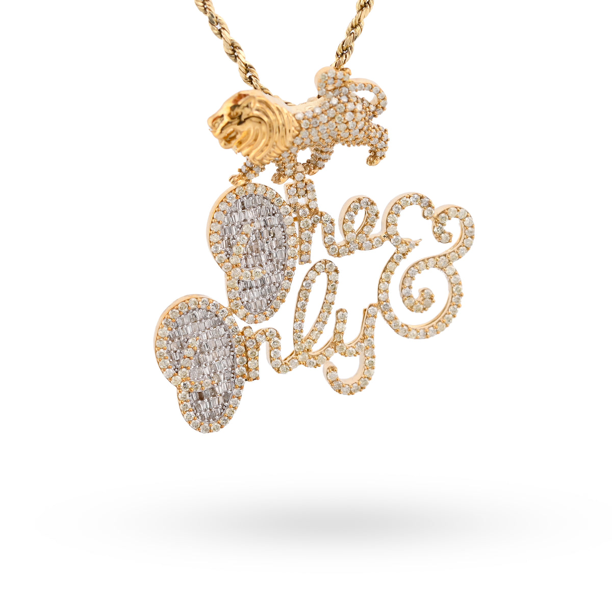 10K Yellow Gold "One & Only" Lion Bail 2.87CT Natural Diamond Men Women Pendant Charm — view 2