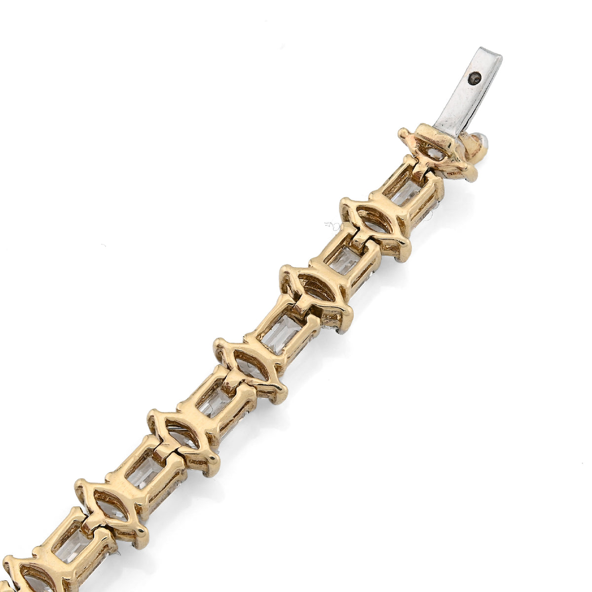 14K Yellow Gold 6.79CT Lab Diamond 7" Emerald/Marquise Solitaire 5.5MM 10.3g Men Women Tennis Bracelet — view 7