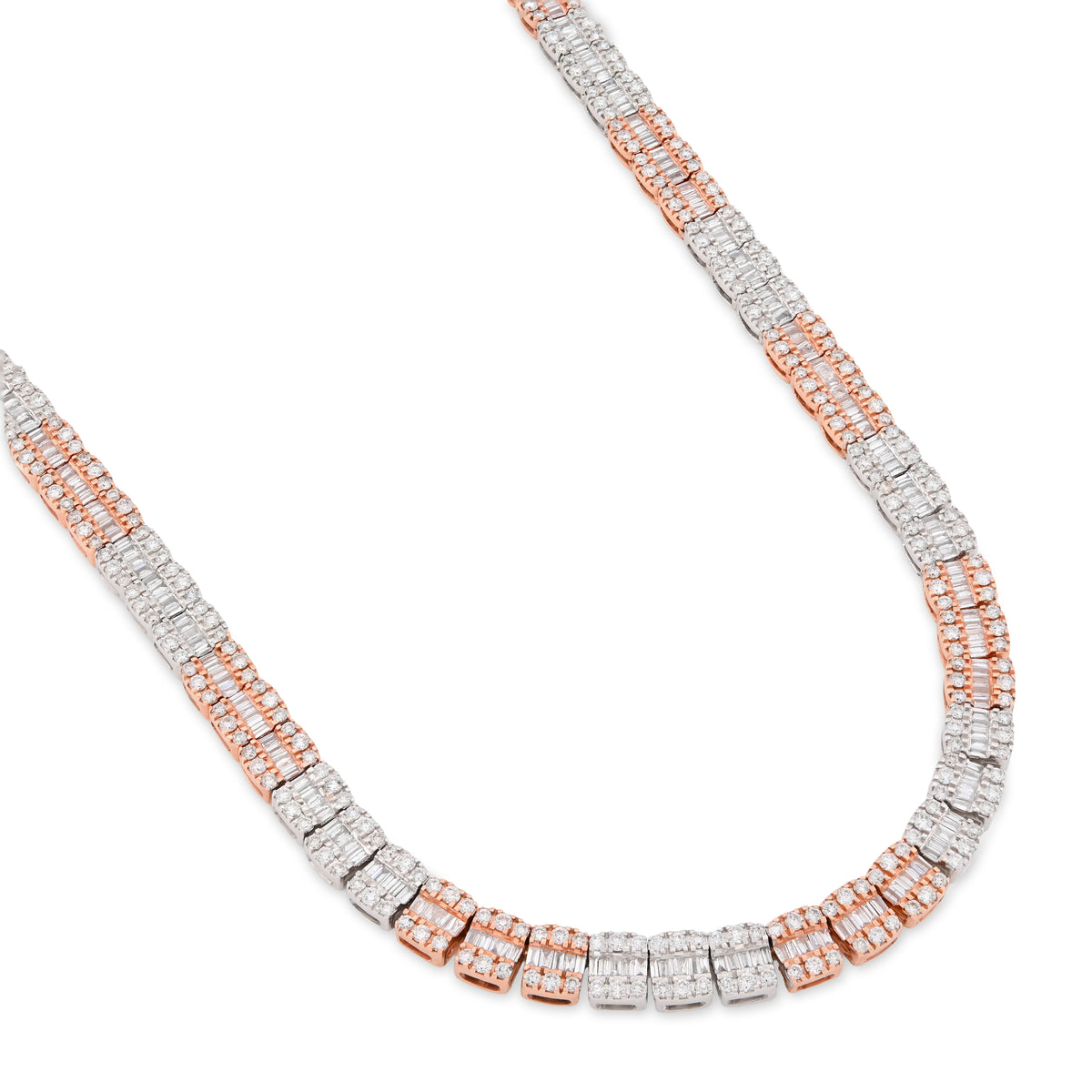 10K Rose/White Gold 9CT Natural Diamond Round/Baguette Tennis Chain 5MM Men Women 20" CHain — view 4