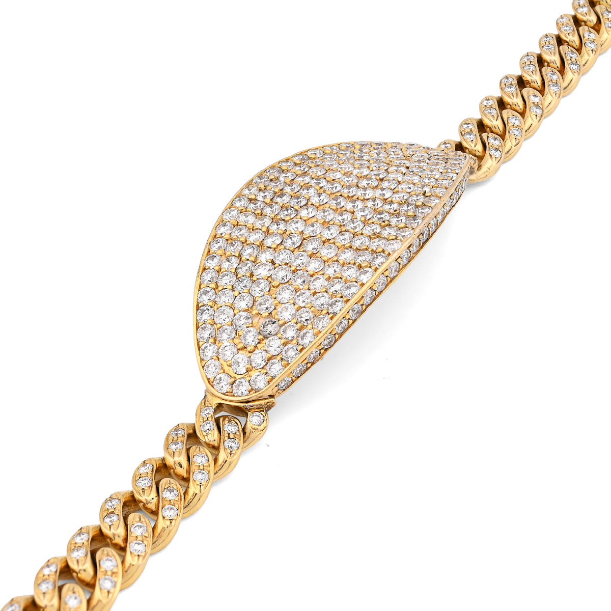10K Yellow Gold 10.25CT Natural Diamond Over ICED ID 8" 10MM Bracelet Men 70.3g  — view 4