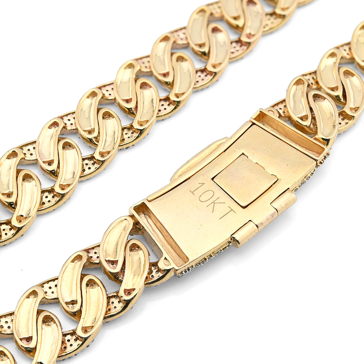 10K yellow Gold 20.05 CT Natural Diamond 12 MM Cuban Link Necklace 22" Men Chain 73.1 g — view 3