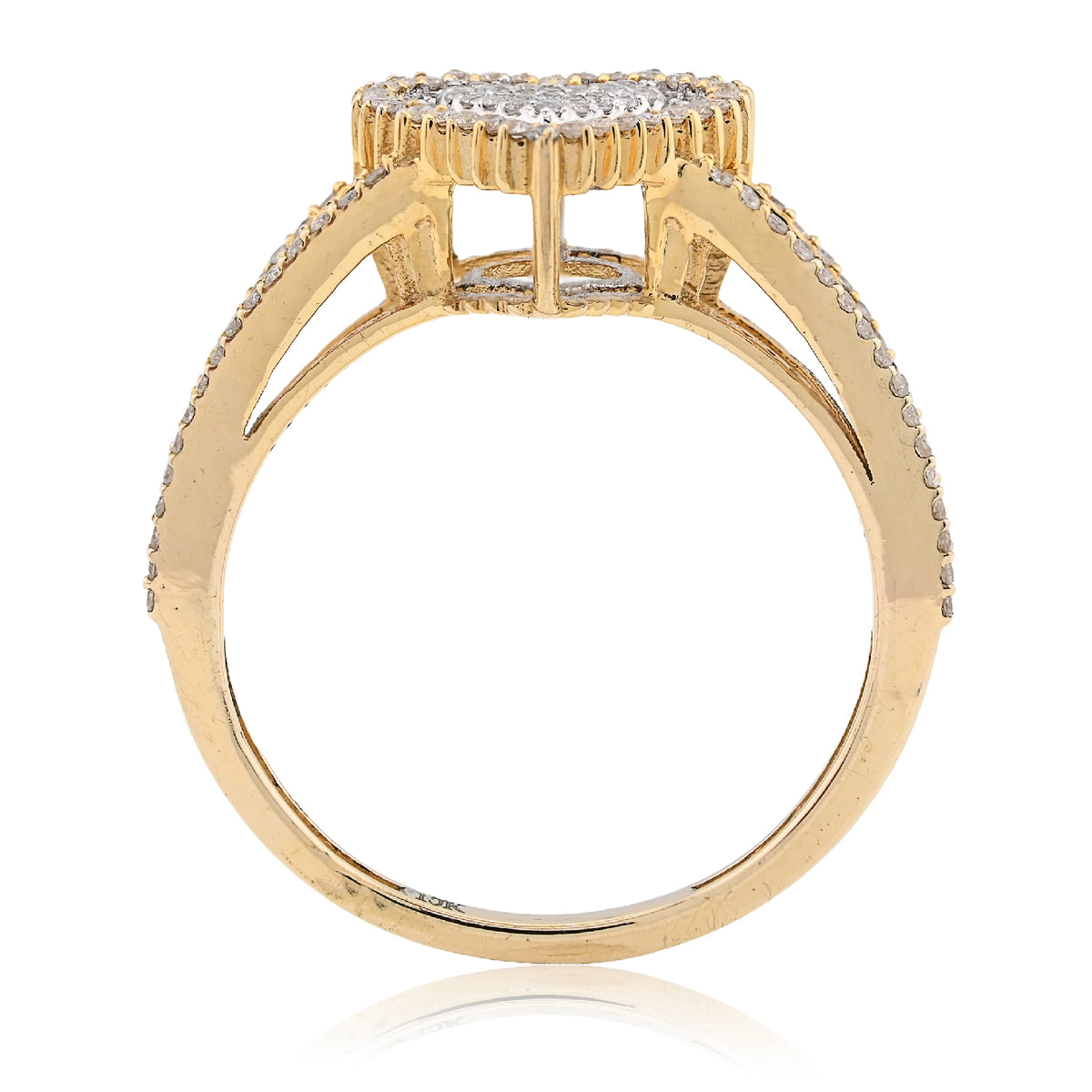 10K Yellow/White Gold 0.35CT Natural Diamond Dual Heart Women Ring — view 4