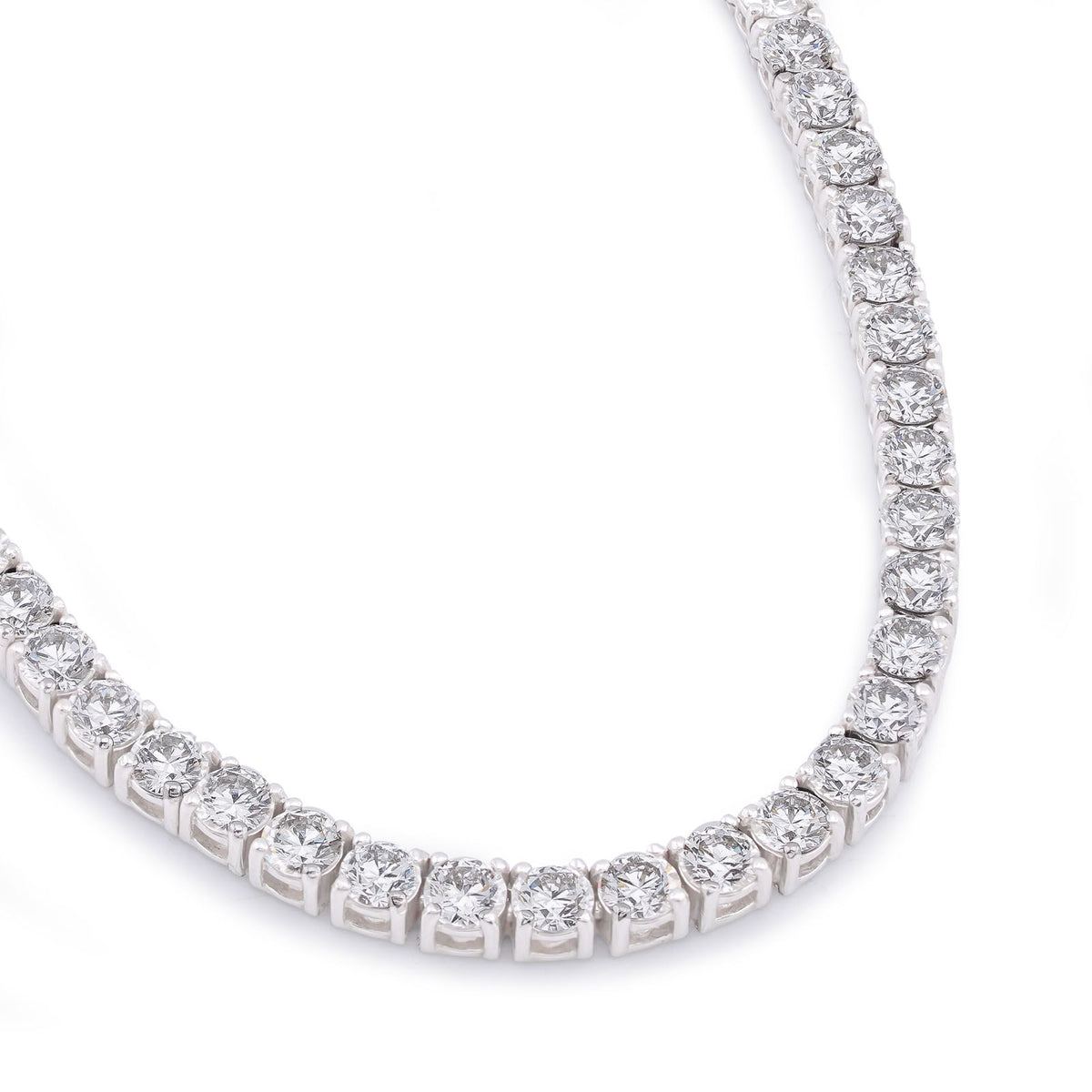 10K White Gold 10 Pointer 20.21CT Tennis Chain Lab Diamond Men Women Necklace 22" — view 4