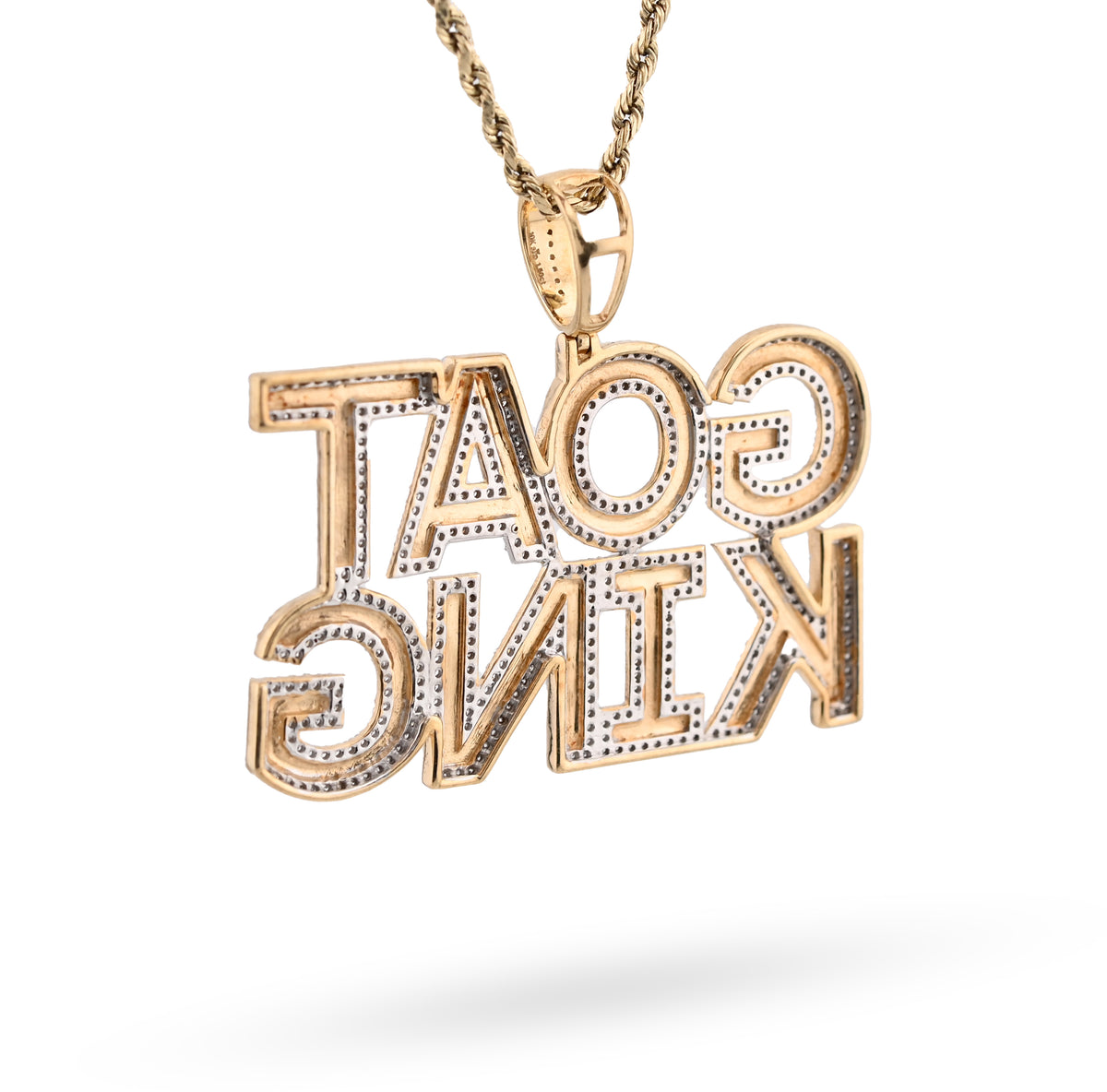 10K Yellow Gold "Goat King" Custom Pendant 1.5CT Natural Diamond Men Charm — view 9