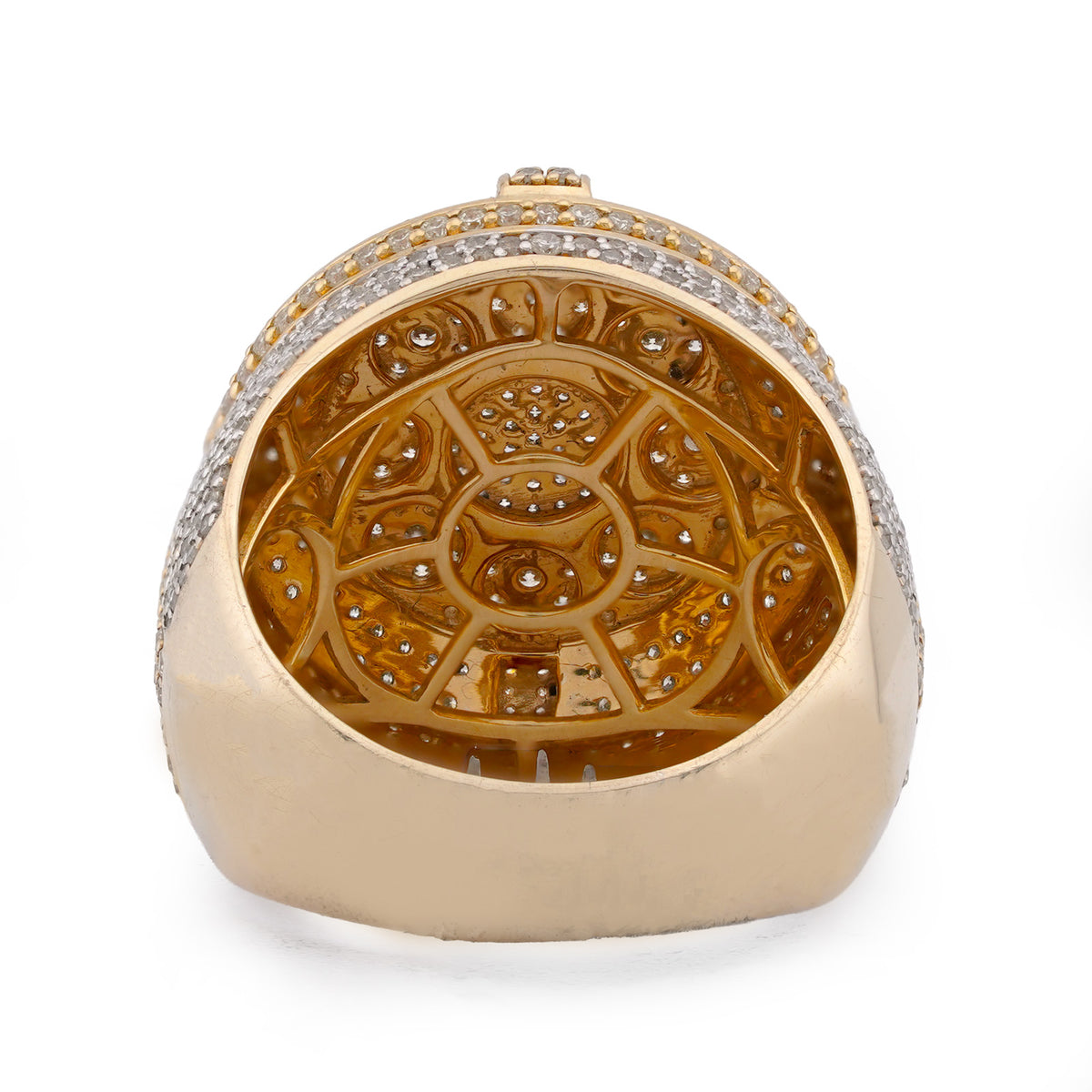 Flower Cluster Halo Ring 3.66CT Round Natural Diamond 10K Gold Men Ring