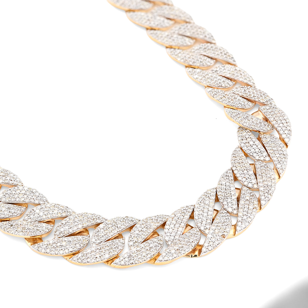 10K yellow Gold 20.05 CT Natural Diamond 12 MM Cuban Link Necklace 22" Men Chain 73.1 g — view 6
