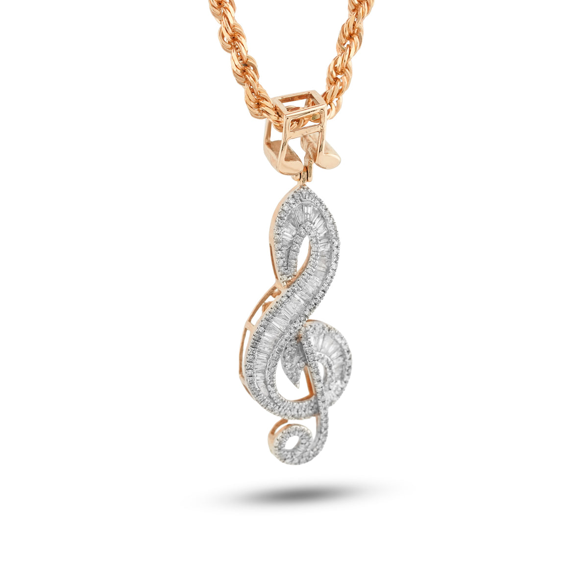 Music Note Pendant 0.9ct Natural Diamond 10K Gold Men Women Charm