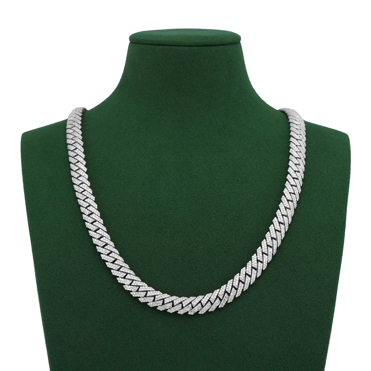 925 SS 22.85CT Lab Diamond 10MM Snake Cuban Link Chain 10MM 22" — view 9