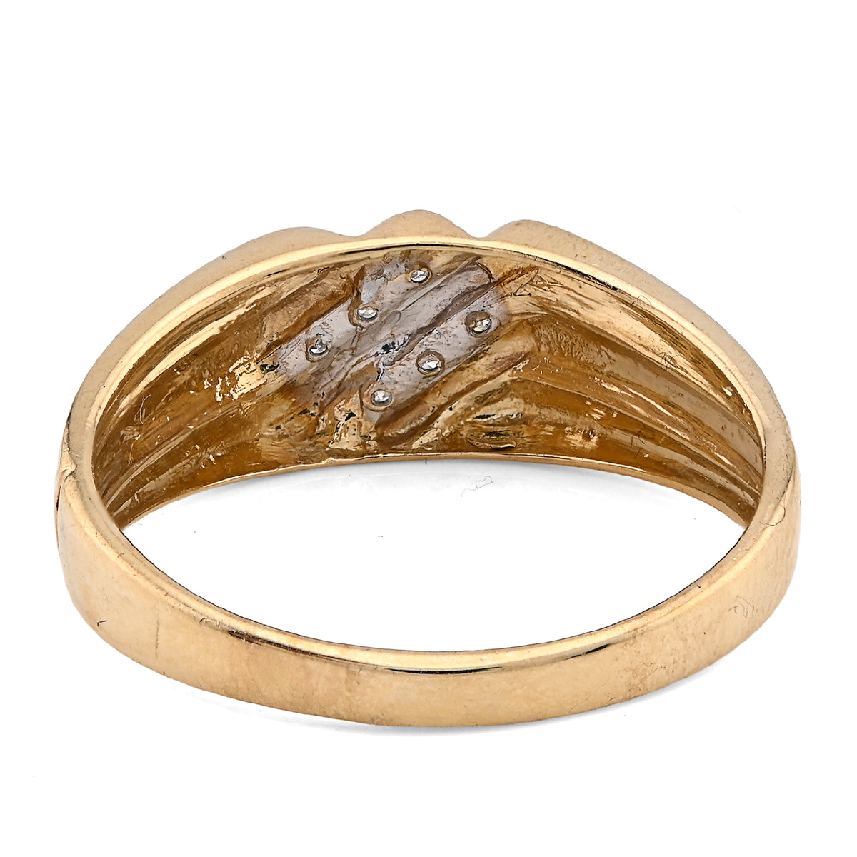 10K Yellow Gold 0.25CT Three Natural Diamond Diagonal Row Men Ring — view 3