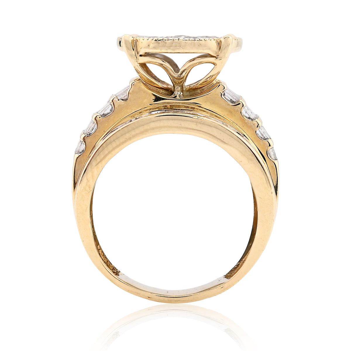 10K Yellow Gold 2 CT Natural Diamond Round/Baguette Natural Diamond Women Wedding Ring  — view 6