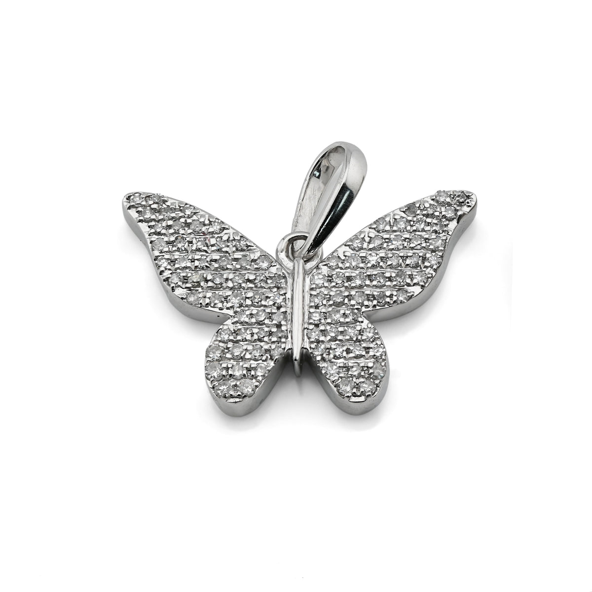 10K White Gold 0.26CT Natural Diamond Butterfly pendant Women Charm — view 7