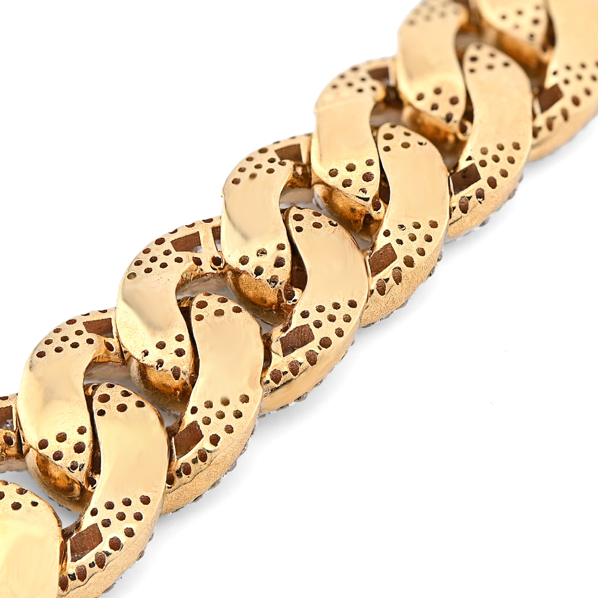 10K yellow Gold 12MM Natural Diamond 6.80CT Round/Baguette Cuban Link Bracelet 8" 40.3g — view 3