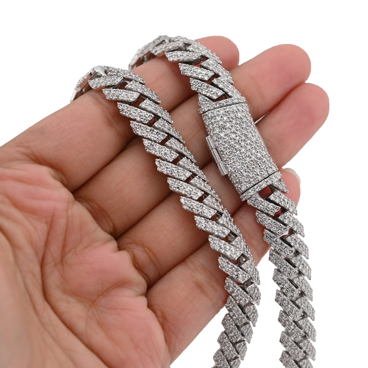 925 SS 26.45CT Lab Diamond 11MM Snake Cuban Link Men Chain 21" Necklace — view 7