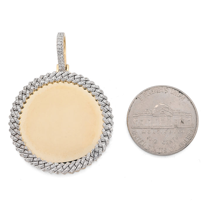 10K yellow Gold 0.25 CT Natural Diamond Memory Picture Pendant Men Women Charm — view 1