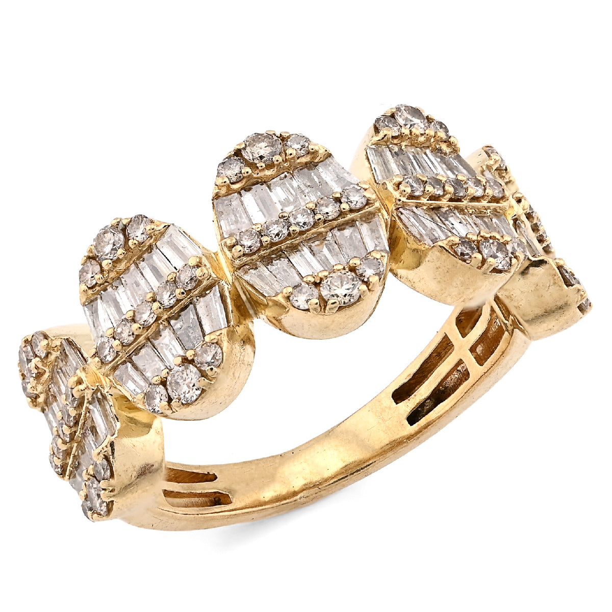 10K Yellow Gold Round/Baguette 2.50CT Oval Link Natural Diamond Men Pinky Ring — view 4