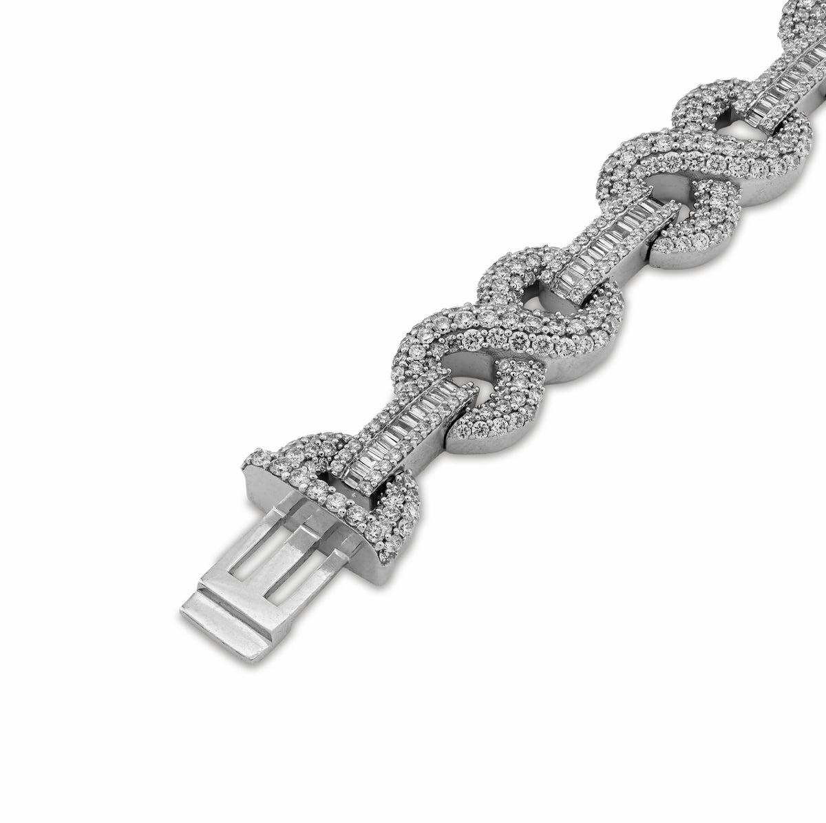 10K White Gold 6.83CT natural Diamond 9MM Infinity Link Bracelet 8" 32.9g — view 6