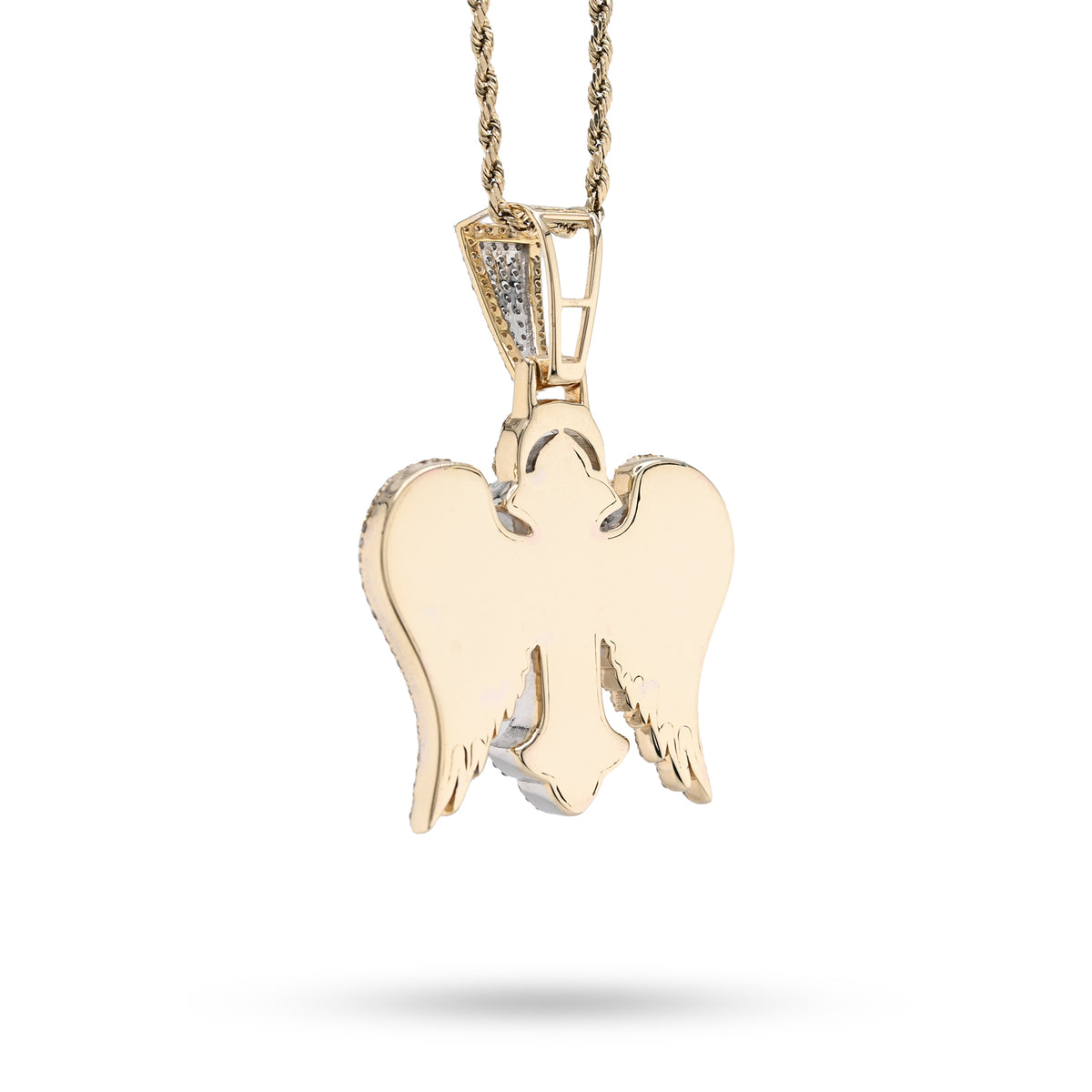 10K Yellow & WHite Gold 2 Tone 4.3CT Natural Diamond 3D angelic wing Cross 2.25" Men Women Charm — view 8