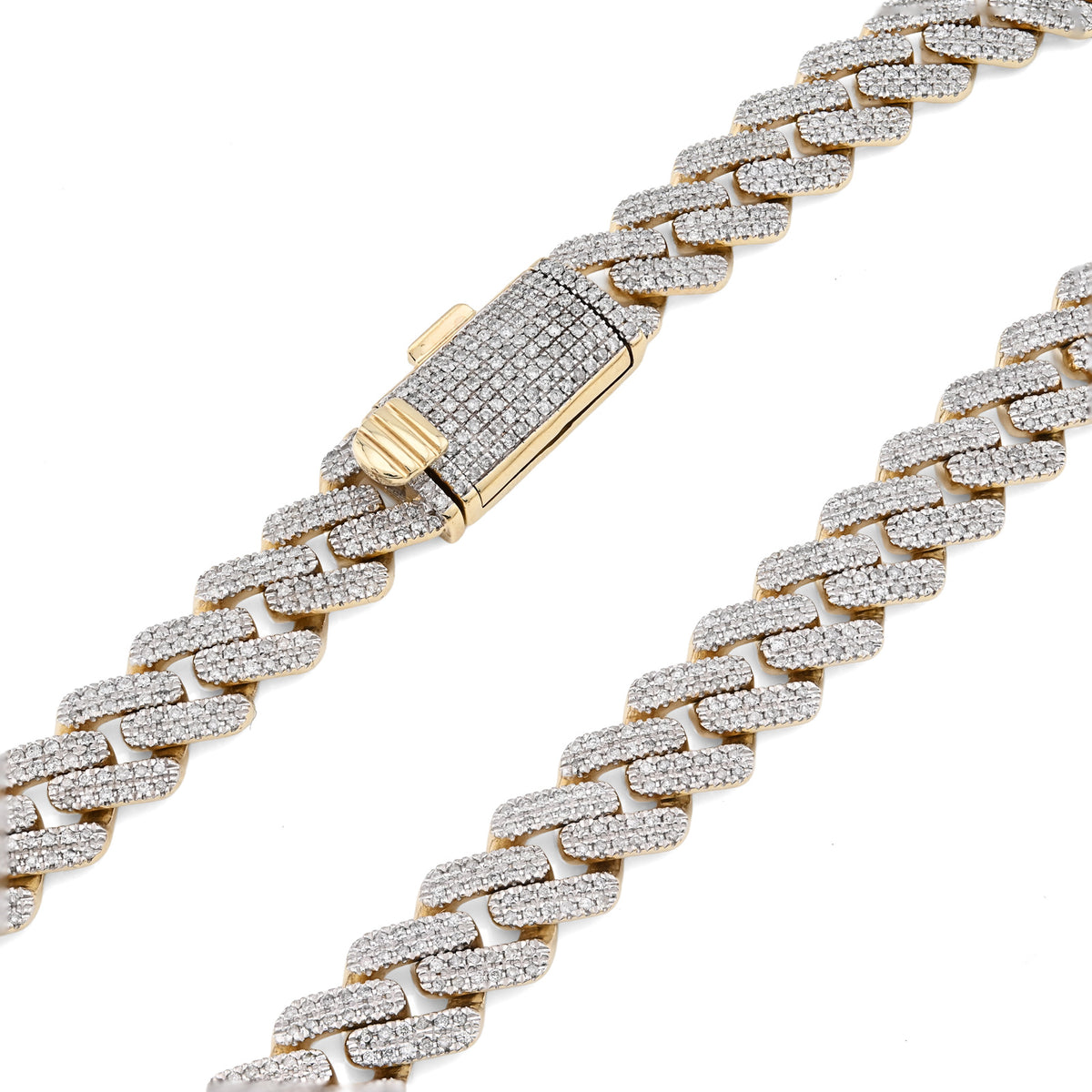 10K Yellow Gold 6.74 CT Natural Diamond 11 MM Cuban Link Chain 18" Men Necklace — view 4