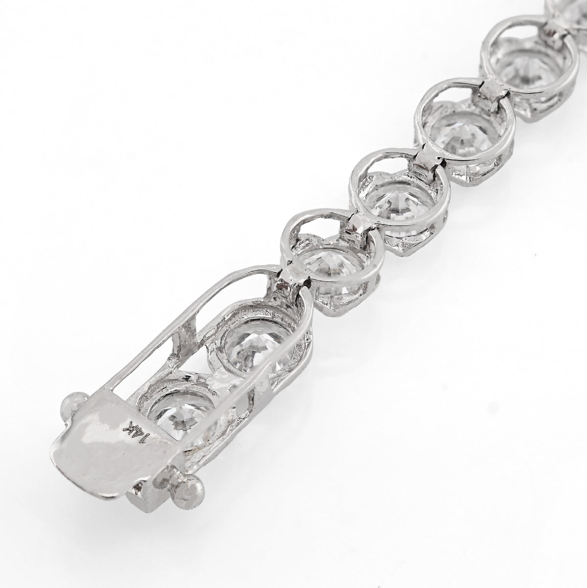 14K White Gold 7CT Lab Diamond 7" 15 Pointer Men Women Tennis Bracelet 4.5MM 7g — view 6