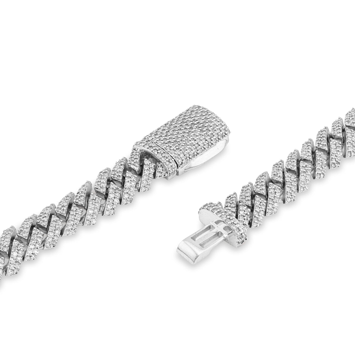 925 SS 9.7CT Natural Diamond Snake Cuban Link 8MM Chain Men Women 22" Necklace — view 6