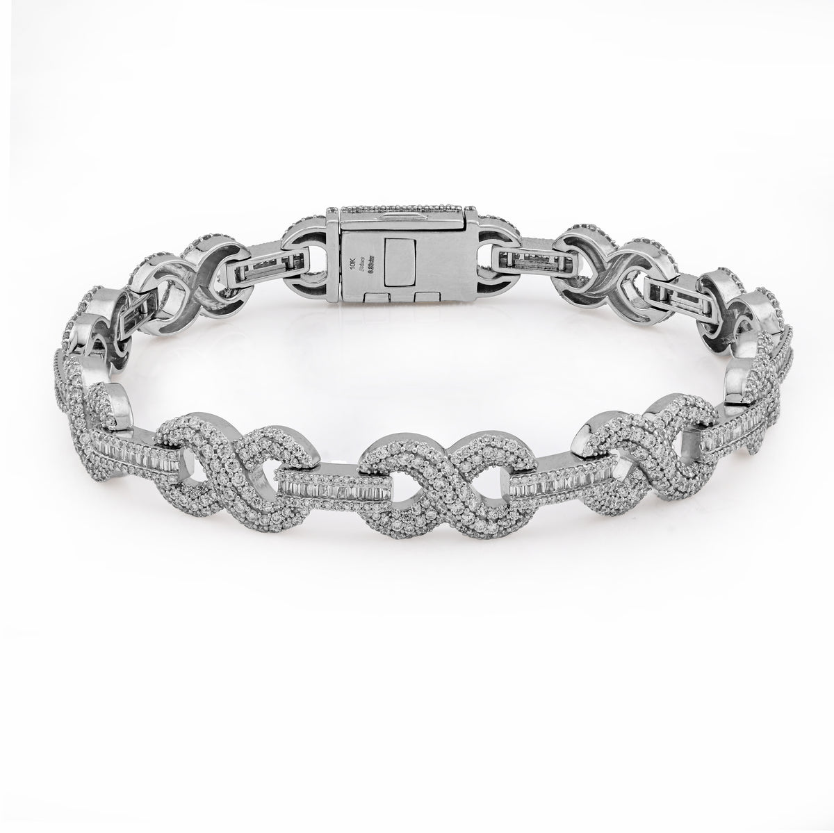 10K White Gold 6.83CT natural Diamond 9MM Infinity Link Bracelet 8" 32.9g — view 1