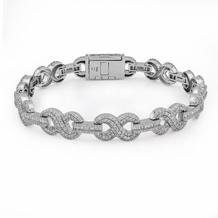 10K White Gold 6.83CT natural Diamond 9MM Infinity Link Bracelet 8" 32.9g — view 1