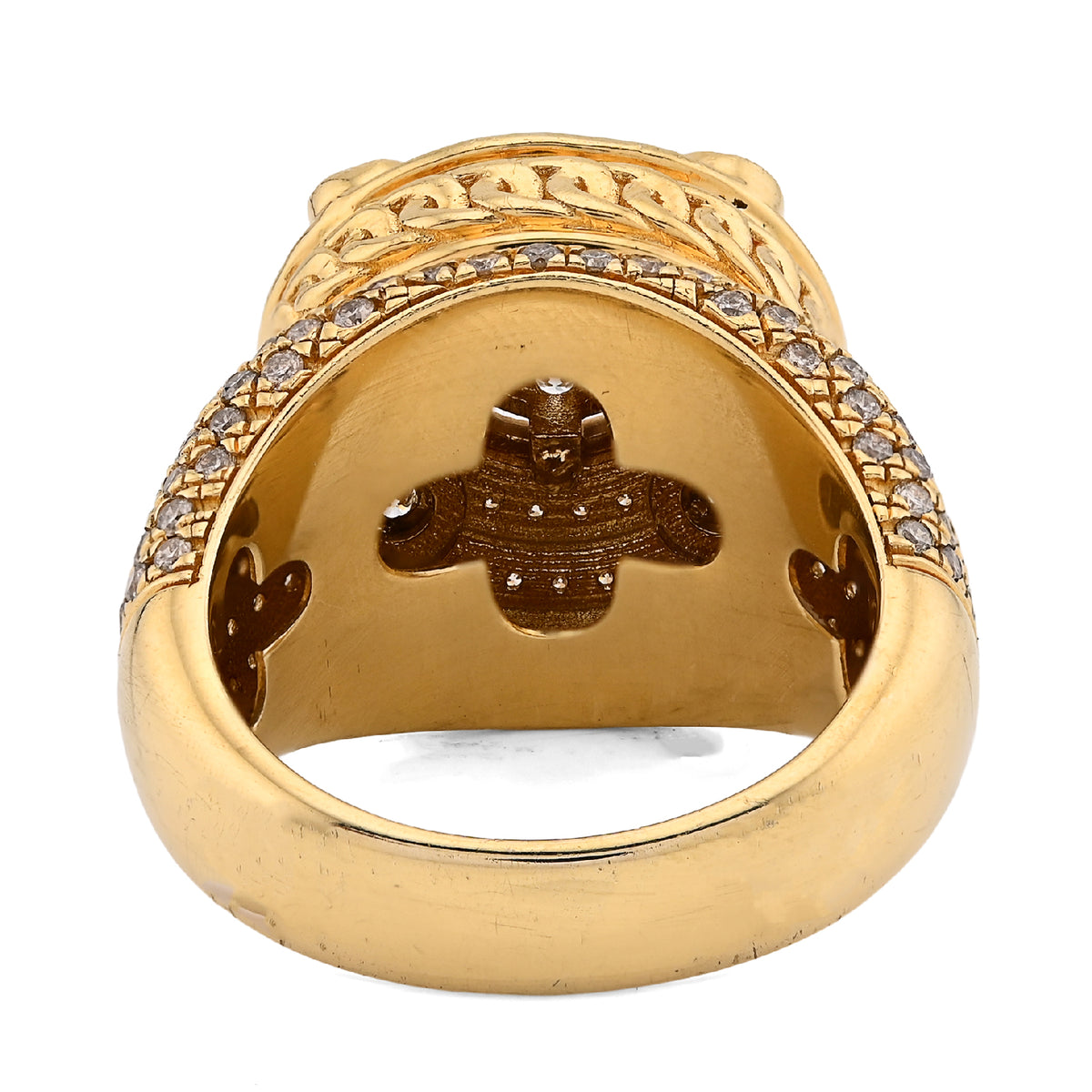 10K Yellow Gold Flower Cluster Multi Halo 2.55CT Natural Diamond Men Side Iced Pinky Ring — view 5