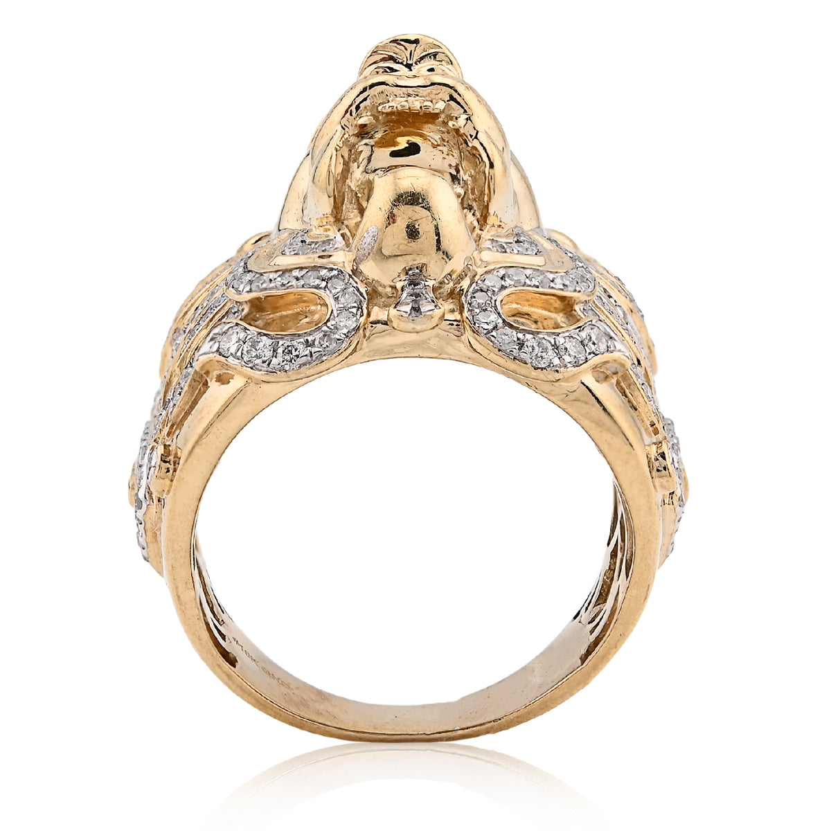 10K Yellow Gold 0.75CT Natural Diamond RoaRing Lion Head Men Pinky Ring — view 6
