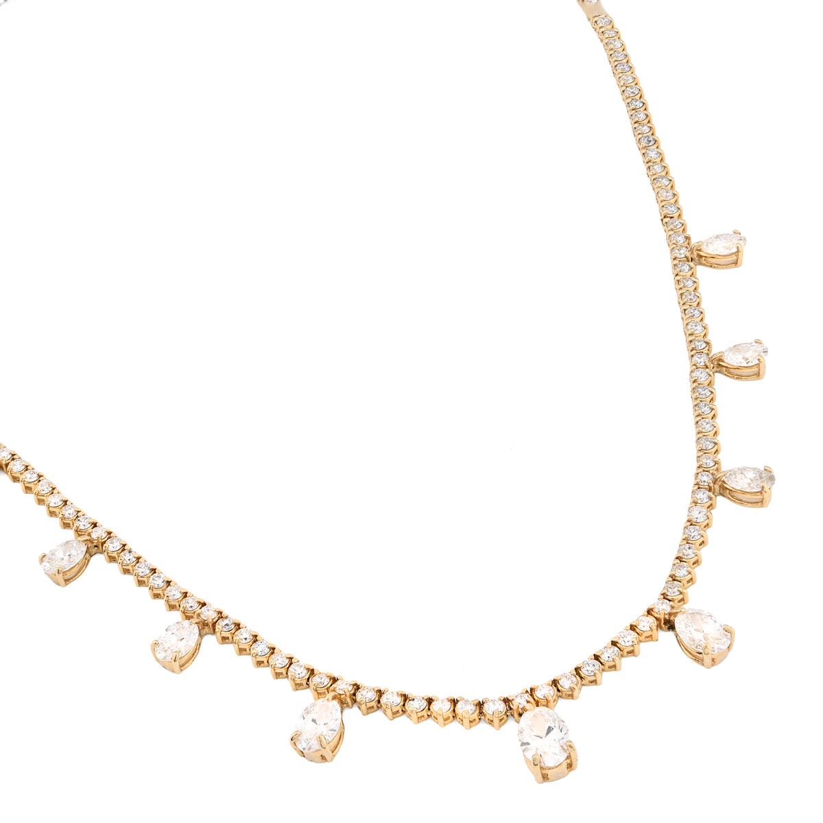 14K yellow Gold 9.52 CT Lab Diamond Solitaire Tennis Chain 17" Women 18.8 g Necklace — view 12