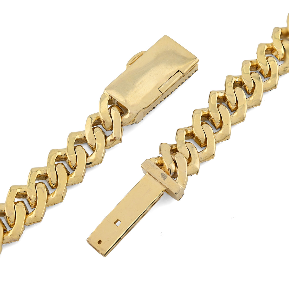 10K yellow Gold 10 CT Natural Diamond Cuban Chain 10 MM Men 24" Necklace 86.1 g — view 5