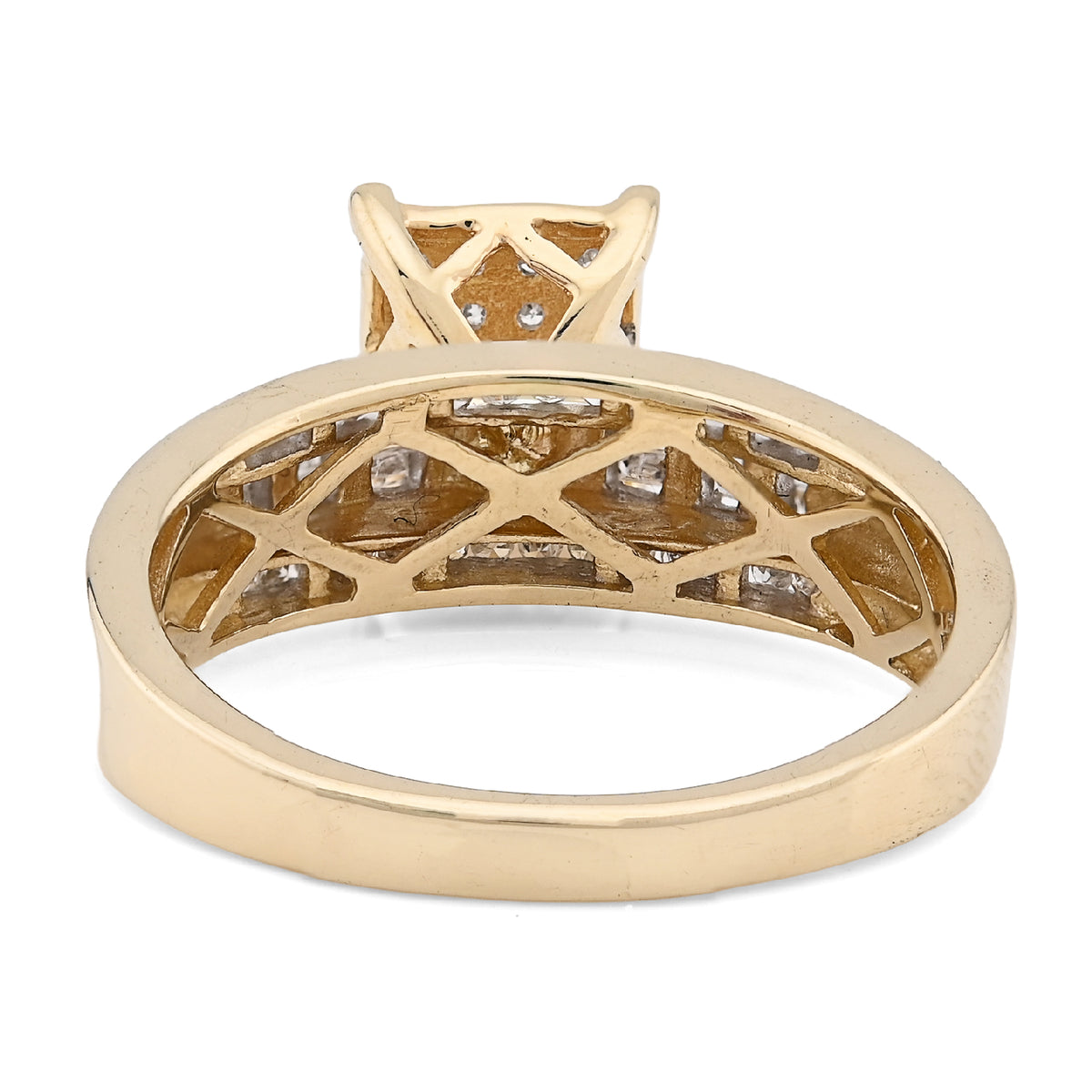10K Yellow Gold 0.50CT Round/Baguette Natural Diamond Rectangular Women Band Ring — view 5