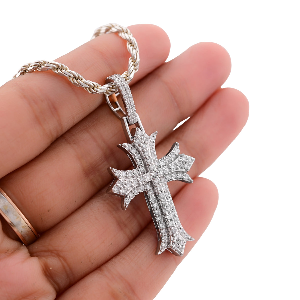 Gothic Style Cross Pendant 1.30CT Lab Diamond 925 Silver Men Women Charm — view 8