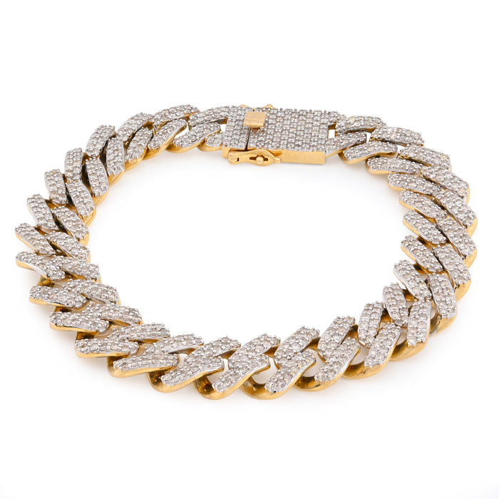10K Yellow Gold 13CT Natural Diamond 14MM Cuban Link Bracelet 8" Men Women 56.4g — view 1