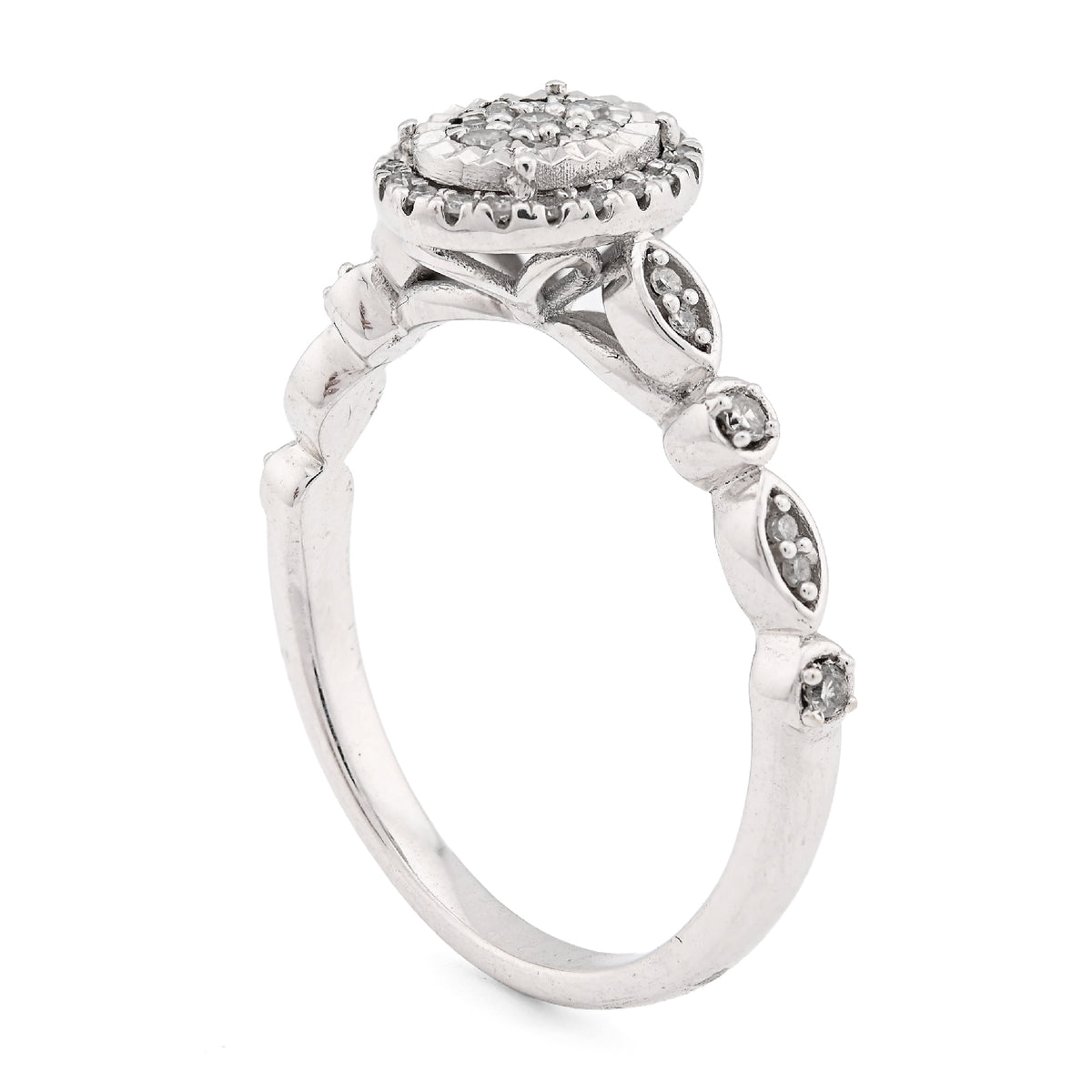 10K White Gold 0.20CT Natural Diamond Oval Shape Women Band Ring — view 7