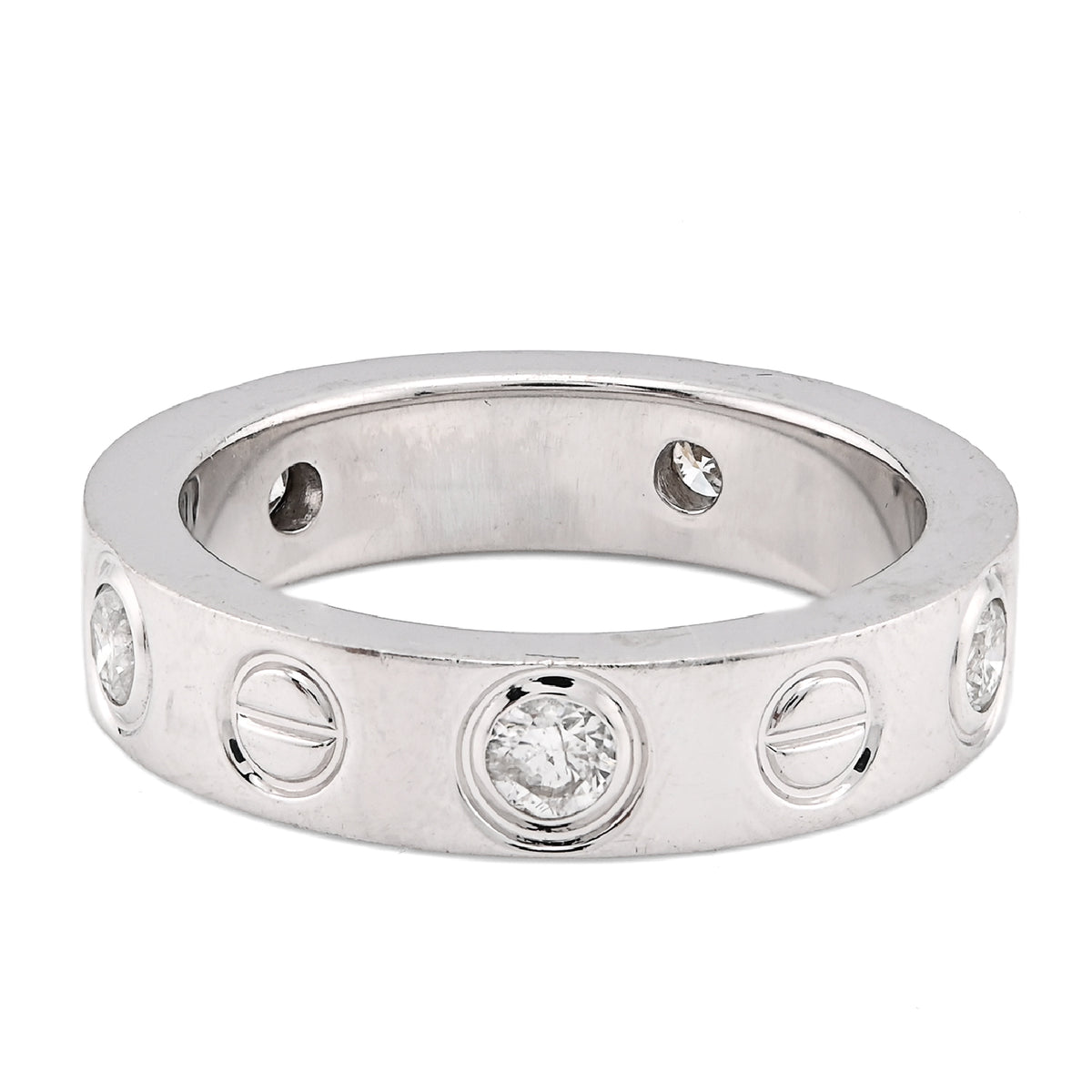 14K White Gold 0.74CT Natural Diamond Cartier 5 Diamond Love Ring Men Band — view 1