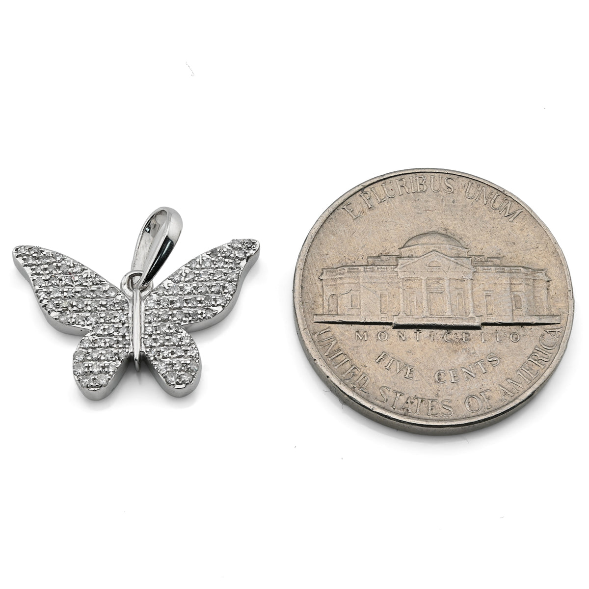10K White Gold 0.26CT Natural Diamond Butterfly pendant Women Charm — view 4