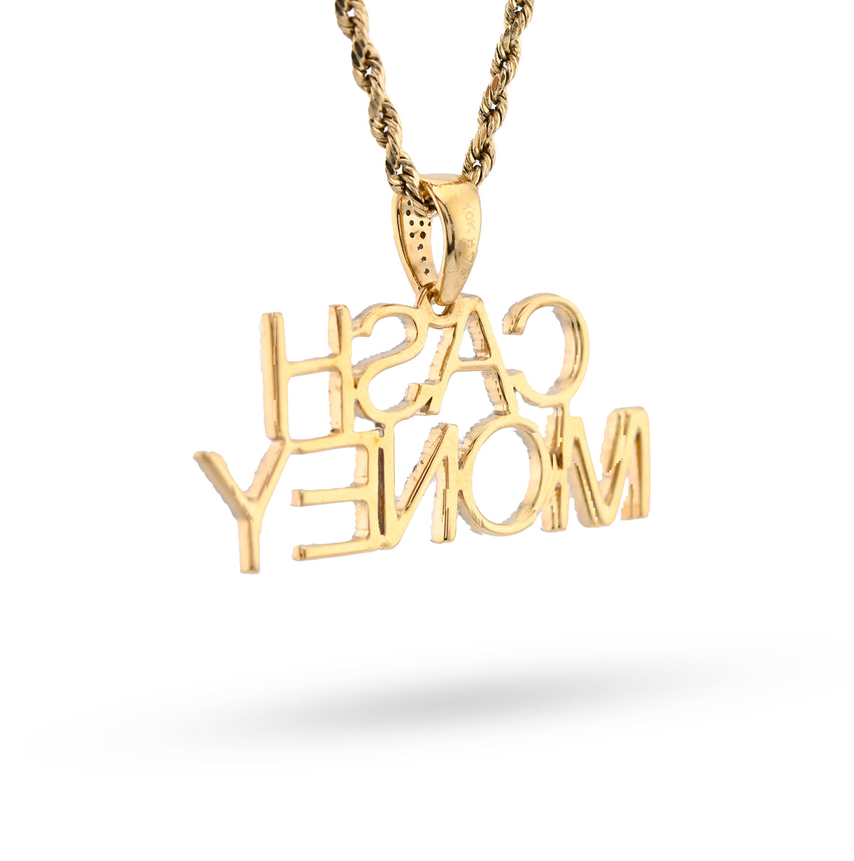 10K Yellow Gold 1CT "CASH MONEY" Natural Diamond Pendant Men Women Custom Charm — view 7