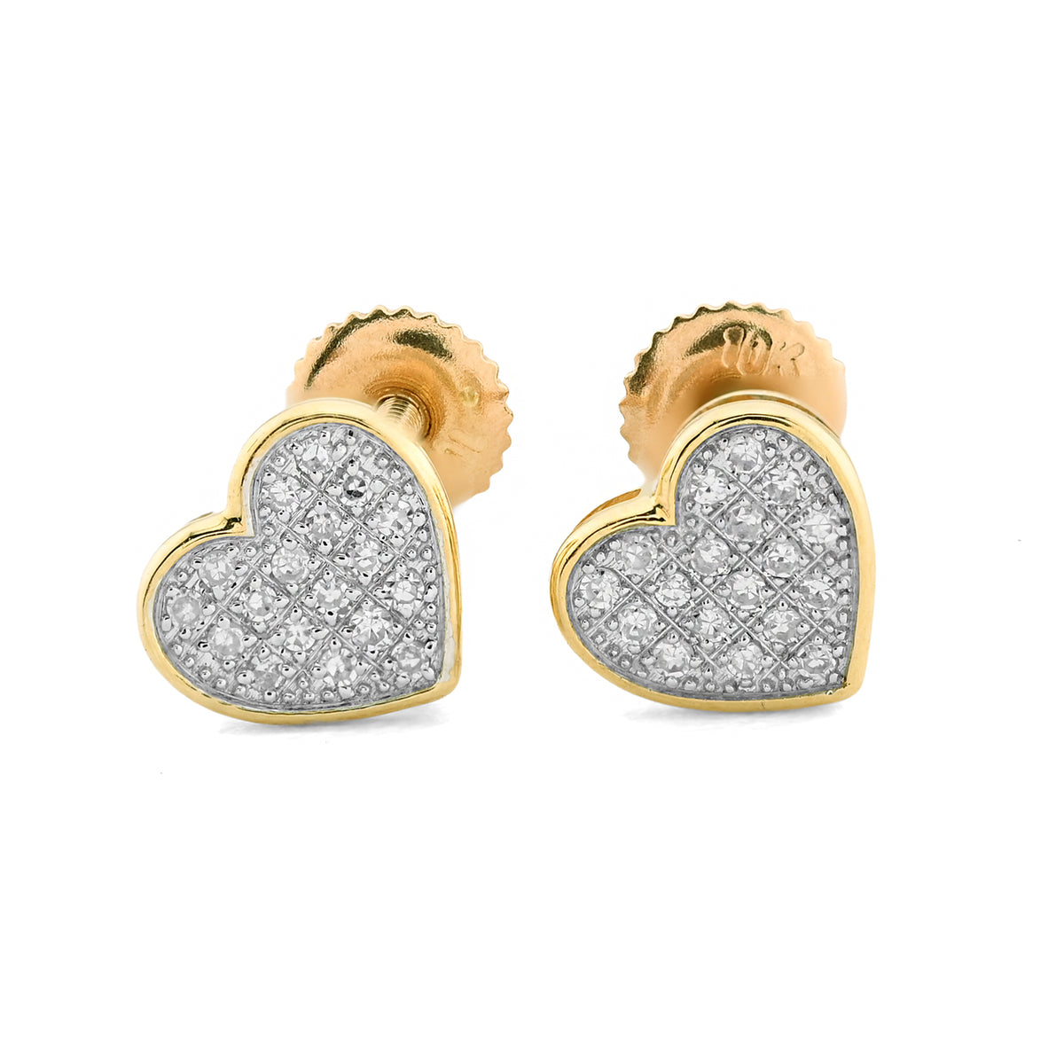 10K Yellow Gold 0.10 CT Natural Diamond Heart Earring Women Studs — view 5
