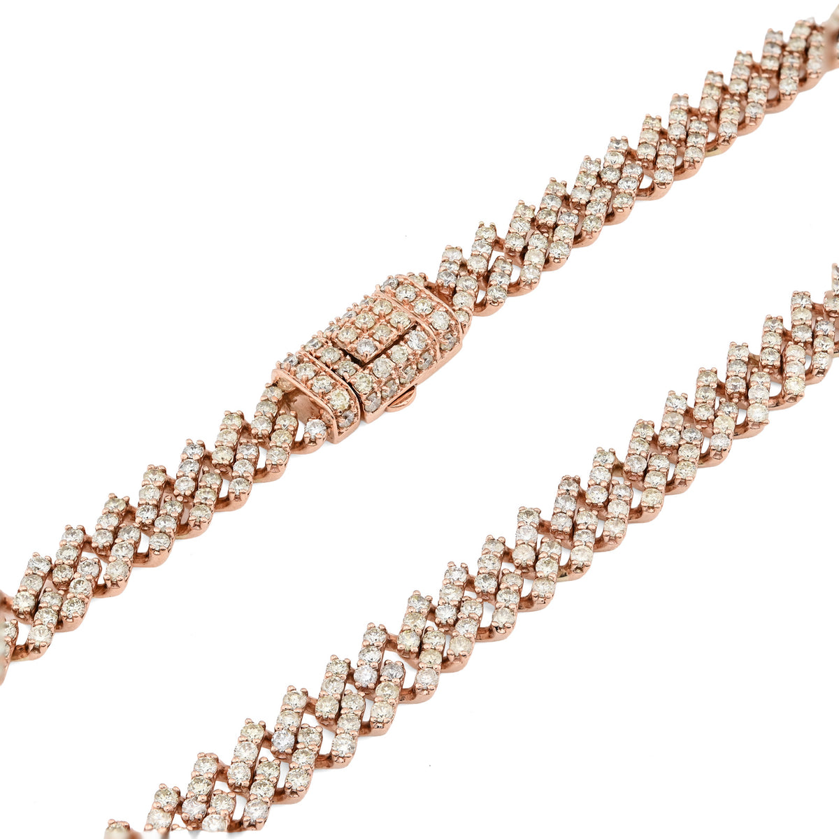 10K Rose Gold 18 CT Natural Diamond 8 MM Cuban link Chain 21" Men Women Necklace — view 3