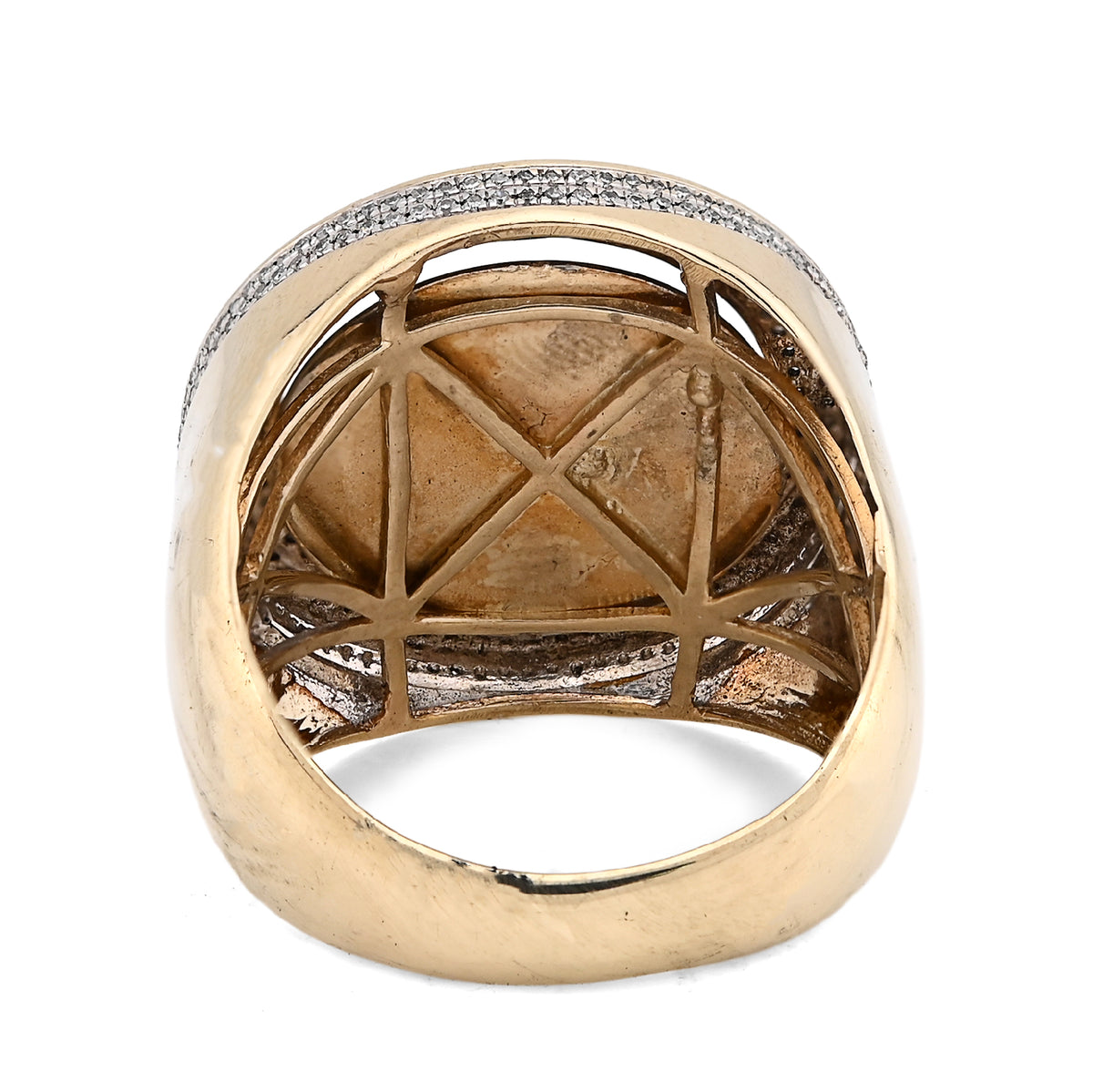 10K Yellow Gold Round Medusa Face 1CT Natural Diamond Men Pinky Ring — view 5