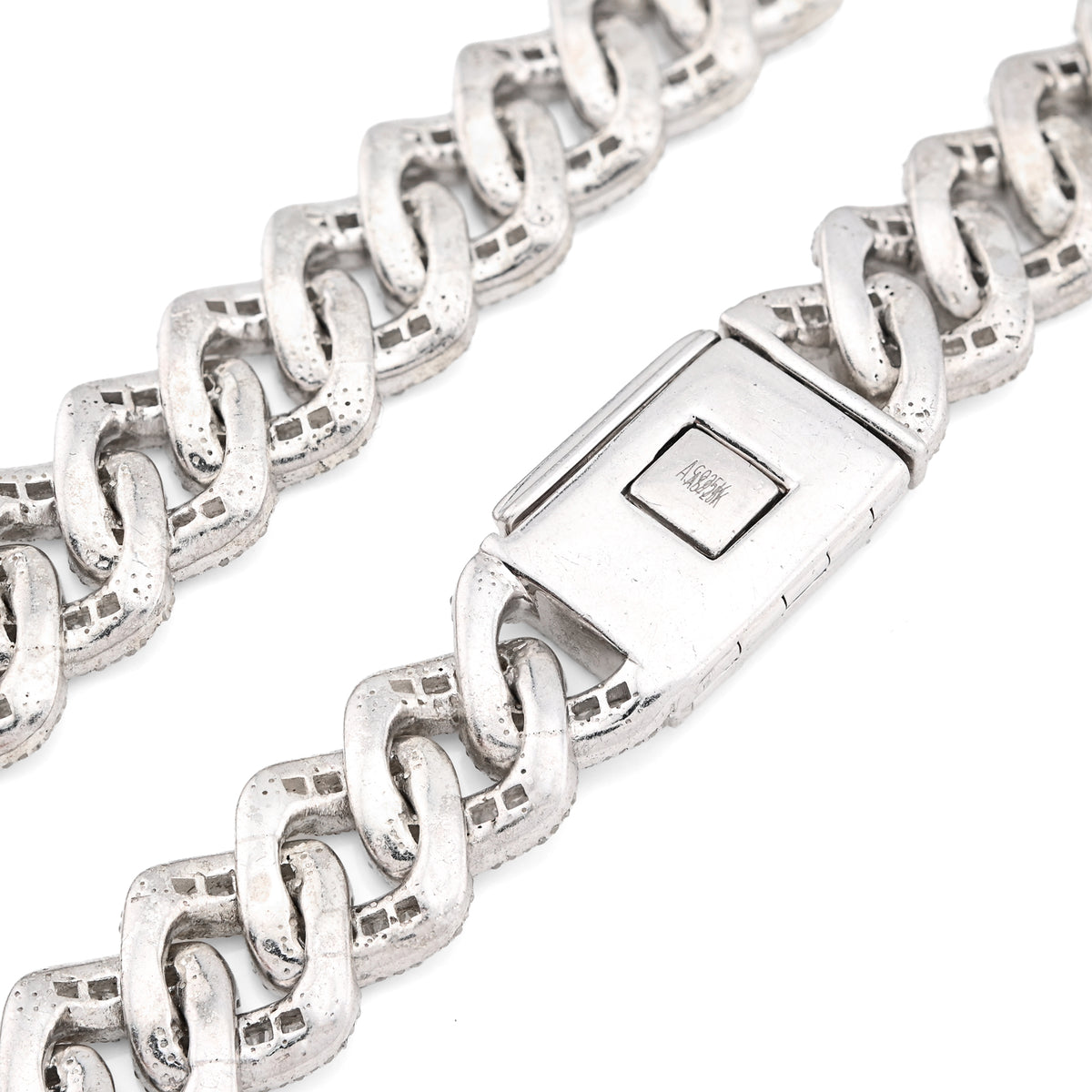 925 Sterling Silver 20.26 CT natural Diamond 13 MM Cuban Link Necklace 22" Men Chain 113.6 g — view 5
