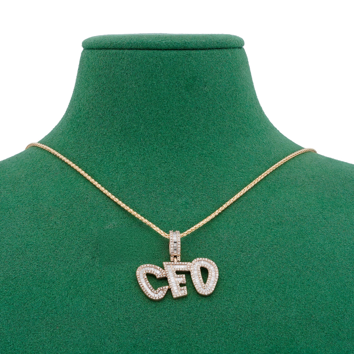CEO Charm Baguette/ Pointer 2ct Natural Diamond 10K Gold Men Women Pendant