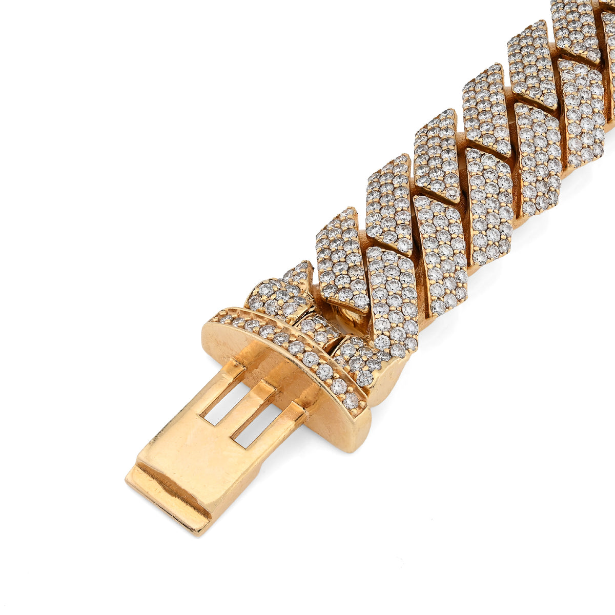 10K Yellow Gold 16.83CT Natural Diamond 92.30g 16MM Snake Cuban Link Men Bracelet 8"  — view 4