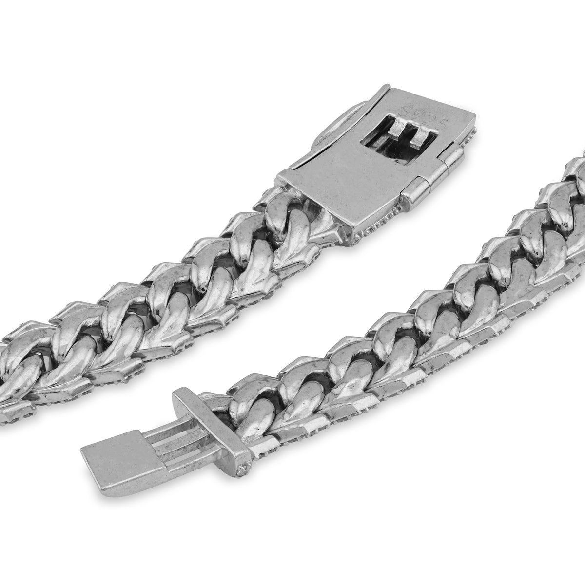 925 SS 26.45CT Lab Diamond 11MM Snake Cuban Link Men Chain 21" Necklace — view 8