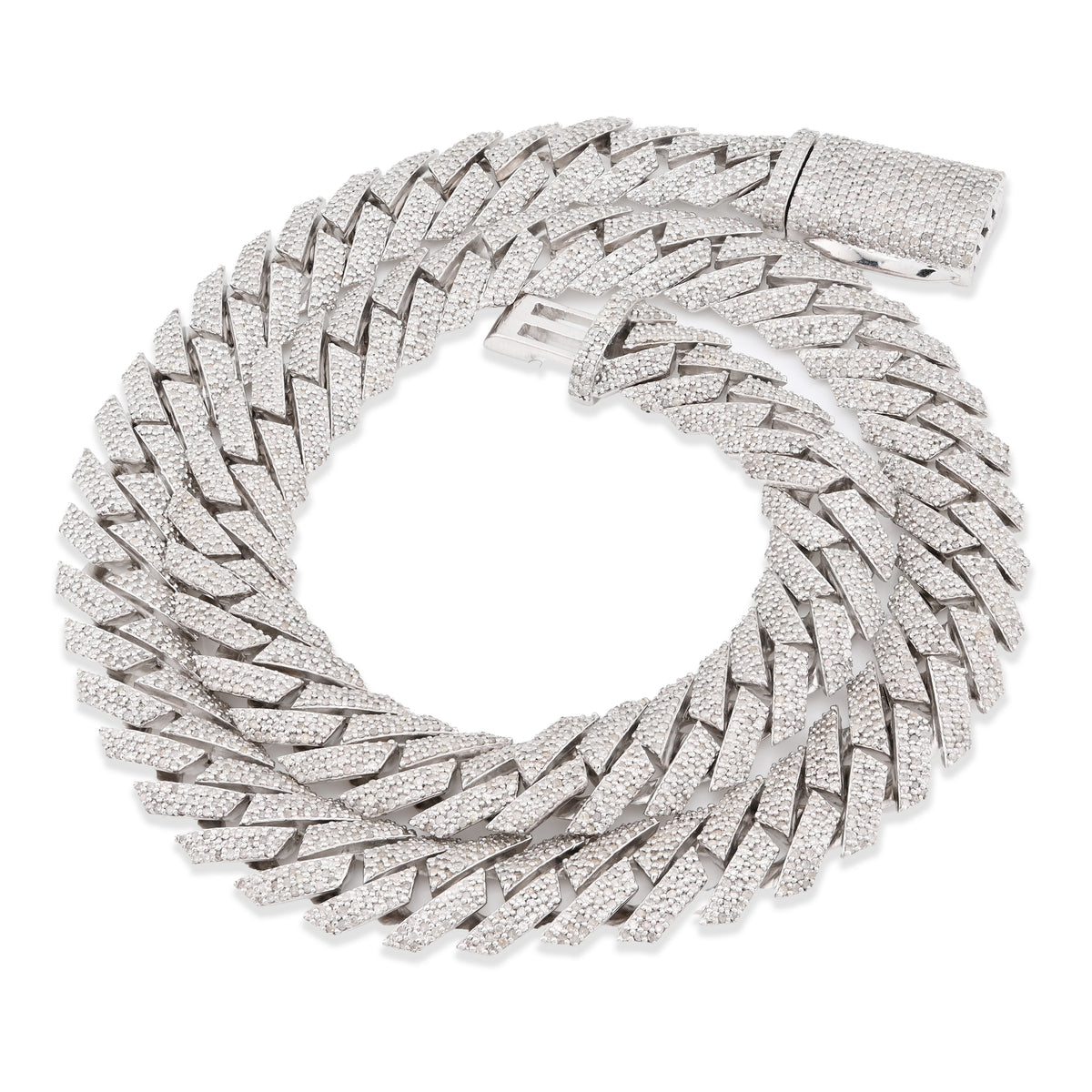 925 Sterling Silver 14.83 CT Natural Diamond 12 MM Snake Cuban Link Necklace 18" Men Chain 96.7 g — view 7