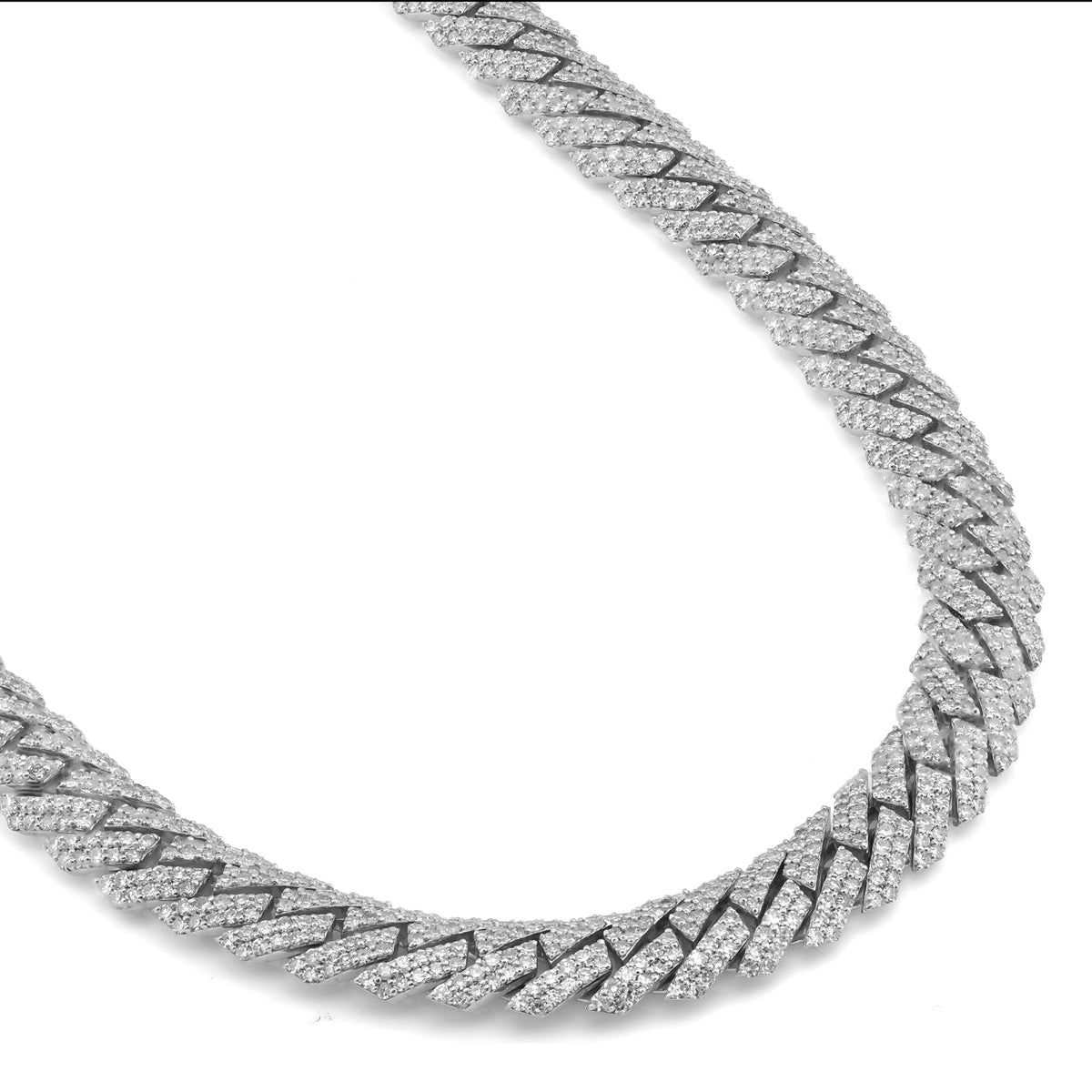925 SS 22.85CT Lab Diamond 10MM Snake Cuban Link Chain 10MM 22" — view 5
