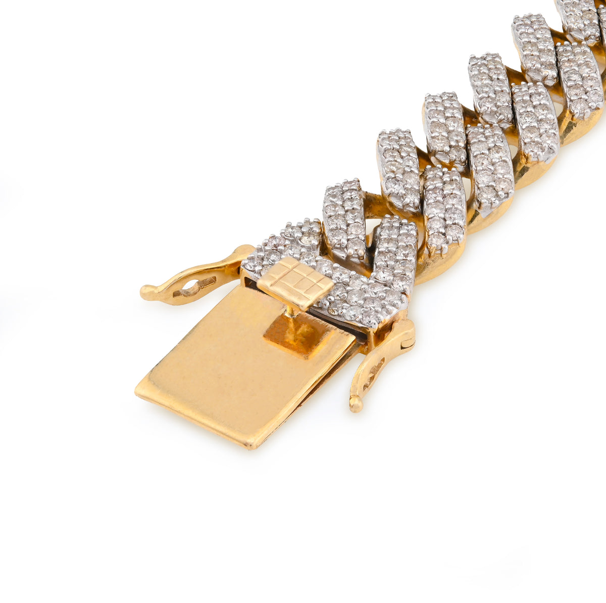 10K Yellow Gold 13CT Natural Diamond 14MM Cuban Link Bracelet 8" Men Women 56.4g — view 3