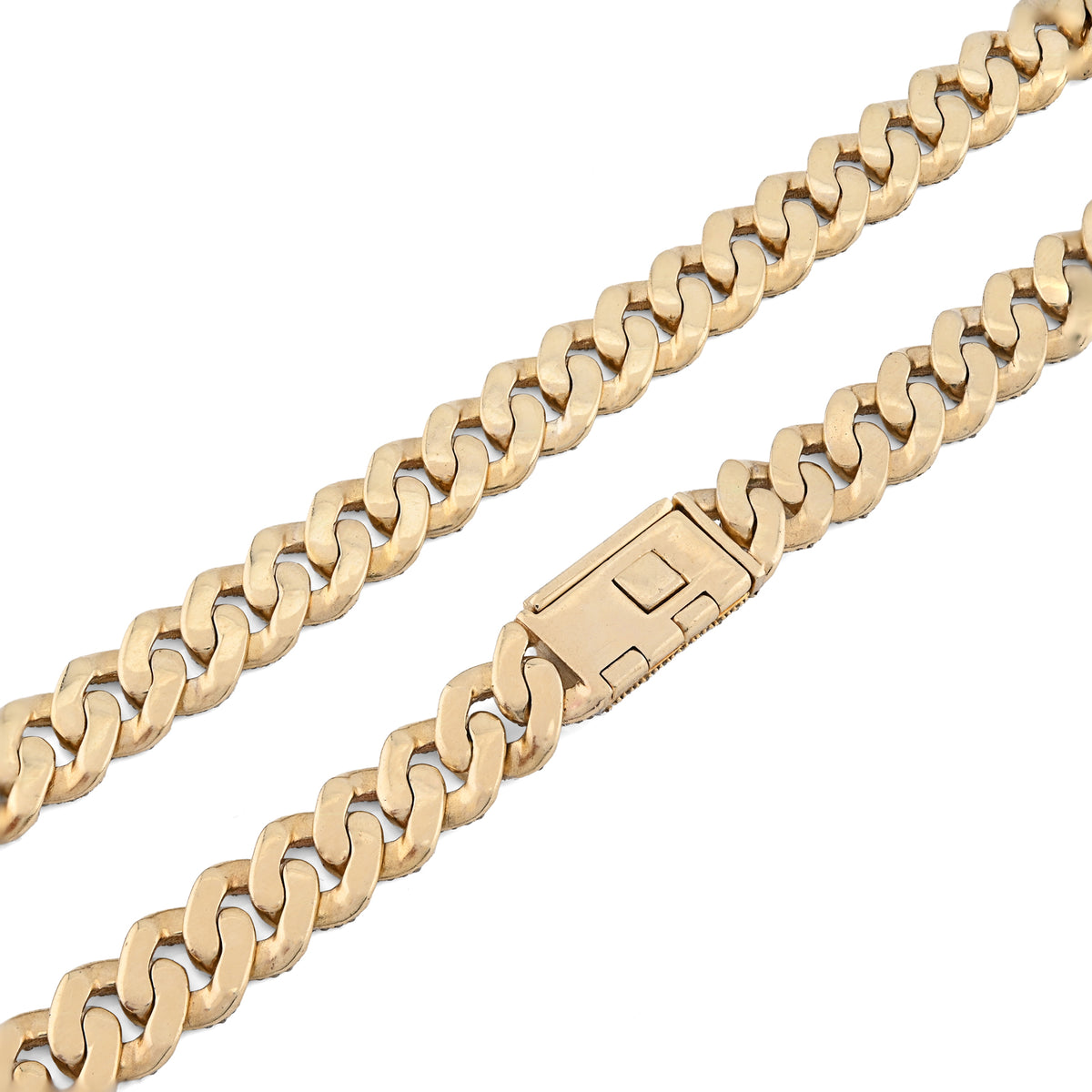 10K Yellow Gold 9.5 CT Natural Diamond Cuban Link Chain 8 MM Men 54.6 g Necklace 22" — view 4
