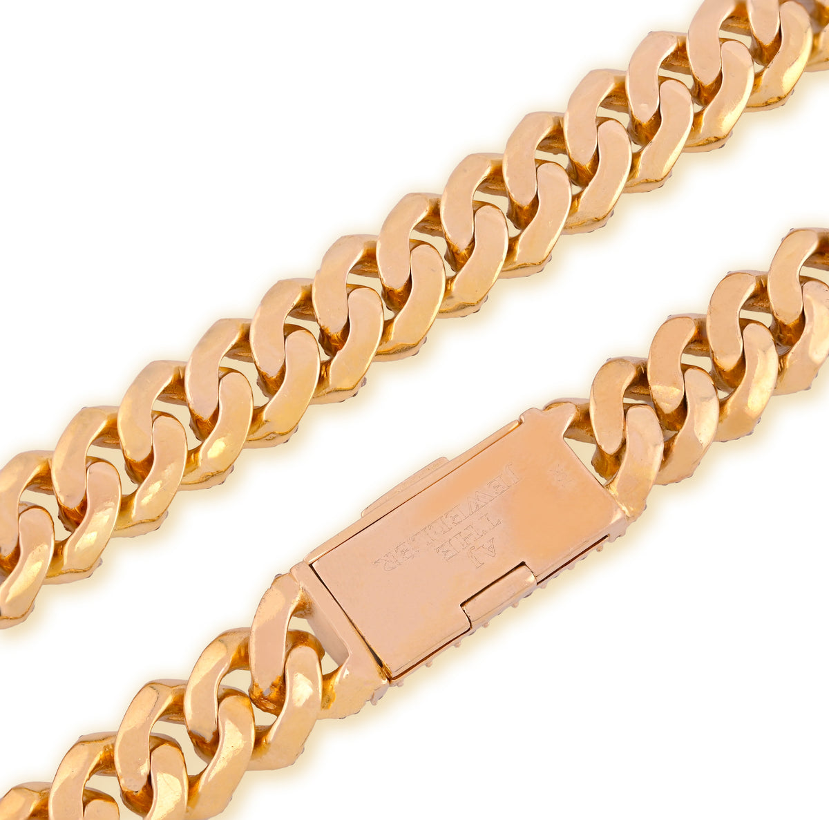 10K yellow Gold 25CT Natural Diamond Round 12MM Cuban Link Chain Men 24" Necklace — view 5